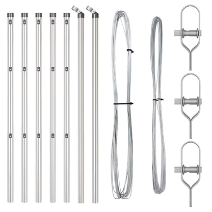 Fence Posts Manual 7 pcs Silver Ø32mm 100 cm Galvanised steel