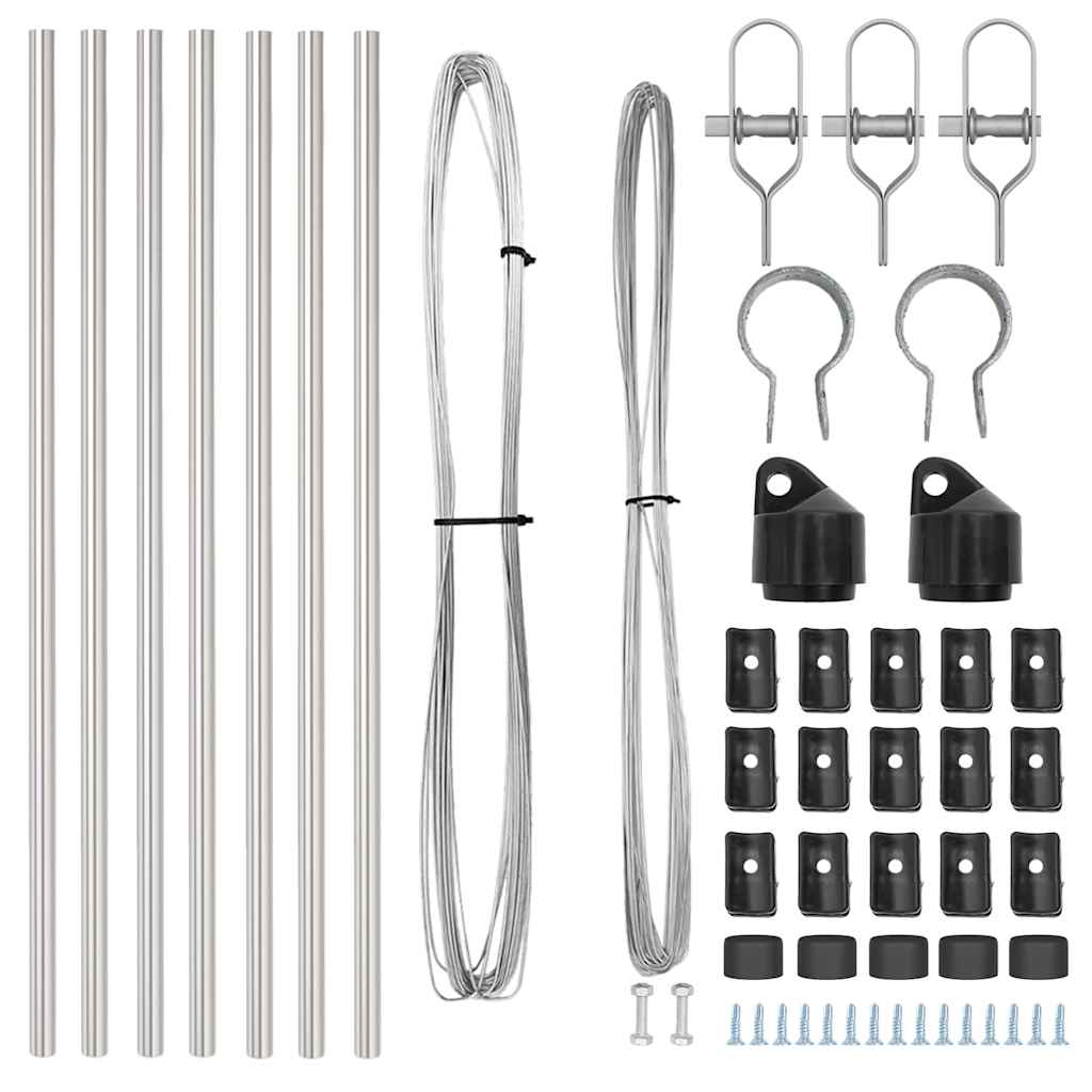 Fence Posts Manual 7 pcs Silver Ø32mm 100 cm Galvanised steel