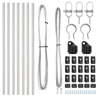 Fence Posts Manual 7 pcs Silver Ø32mm 120 cm Galvanised steel