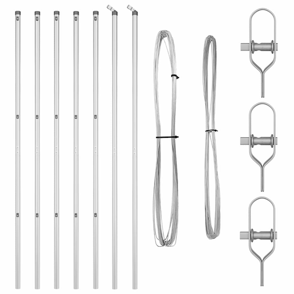 Fence Posts Manual 7 pcs Silver Ø32mm 150 cm Galvanised steel