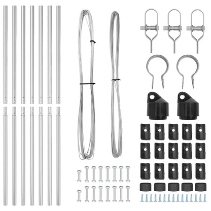 Fence Posts Manual 7 pcs Silver Ø32mm 150 cm Galvanised steel
