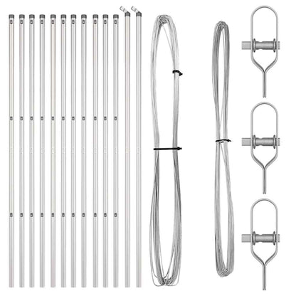 Fence Posts Manual 13 pcs Silver Ø32mm 170 cm Galvanised steel