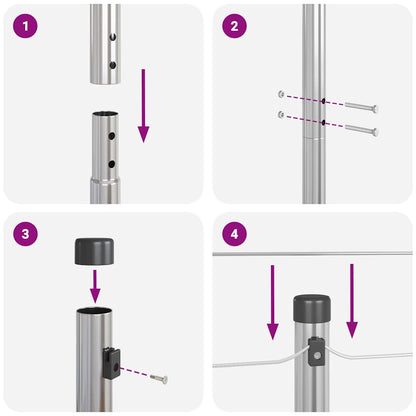 Fence Posts Manual 13 pcs Silver Ø32mm 170 cm Galvanised steel