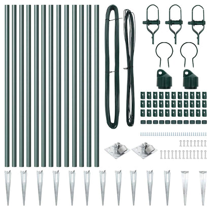 Fence Posts Manual 13 pcs Green Ø32mm 60 cm Galvanised steel