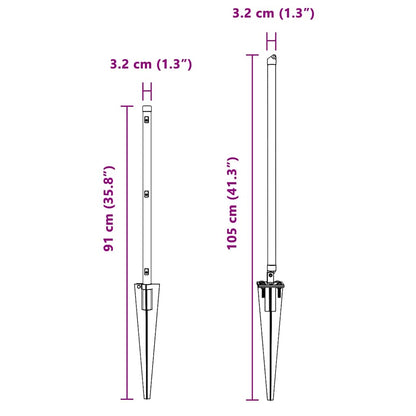 Fence Posts Manual 13 pcs Green Ø32mm 60 cm Galvanised steel