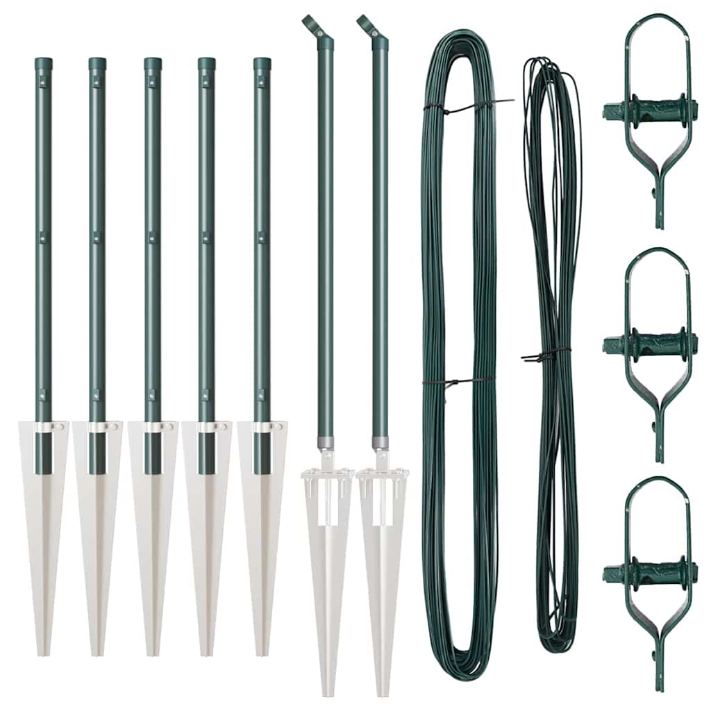 Fence Posts Manual 7 pcs Green Ø32mm 100 cm Galvanised steel