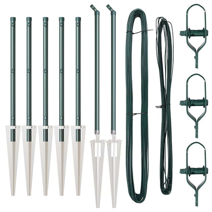 Fence Posts Manual 7 pcs Green Ø32mm 100 cm Galvanised steel