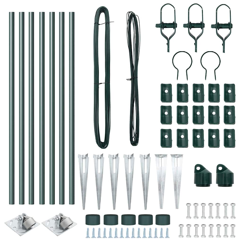 Fence Posts Manual 7 pcs Green Ø32mm 100 cm Galvanised steel
