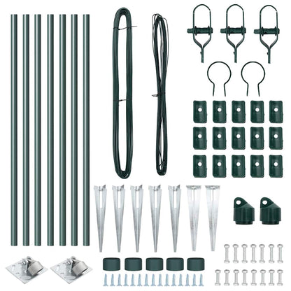 Fence Posts Manual 7 pcs Green Ø32mm 100 cm Galvanised steel