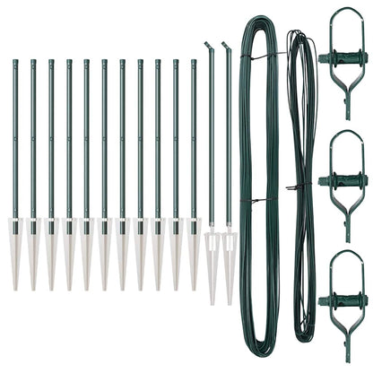 Fence Posts Manual 13 pcs Green Ø32mm 100 cm Galvanised steel