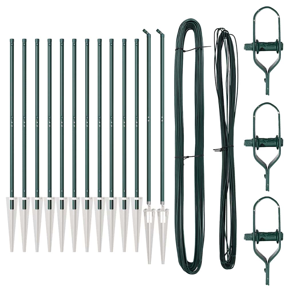 Fence Posts Manual 13 pcs Green Ø32mm 140 cm Galvanised steel
