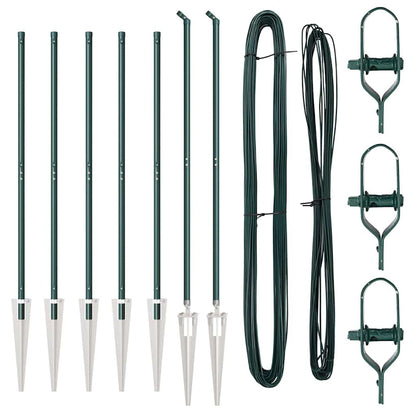 Fence Posts Manual 7 pcs Green Ø32mm 160 cm Galvanised steel