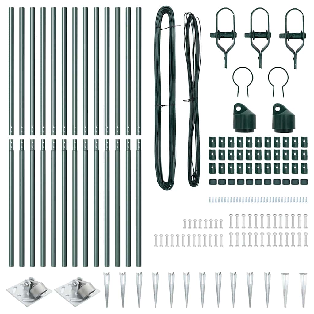 Fence Posts Manual 13 pcs Green Ø32mm 160 cm Galvanised steel