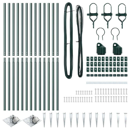 Fence Posts Manual 13 pcs Green Ø32mm 160 cm Galvanised steel