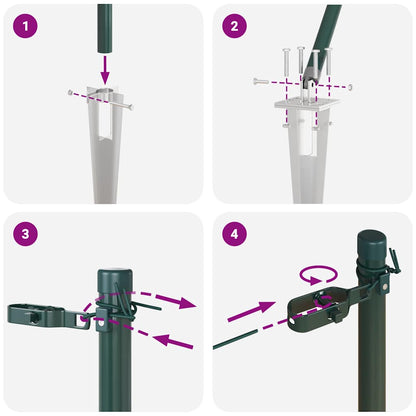 Fence Posts Manual 13 pcs Green Ø32mm 160 cm Galvanised steel