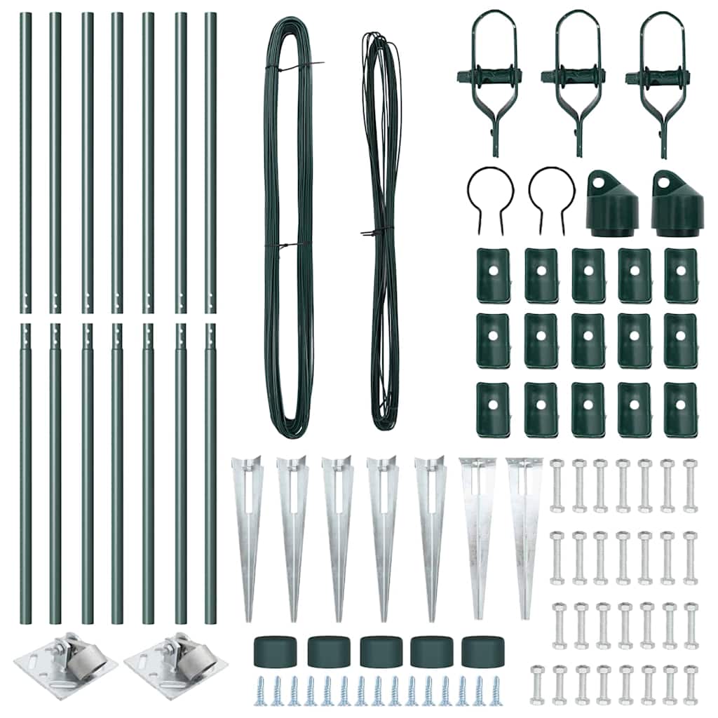 Fence Posts Manual 7 pcs Green Ø32mm 170 cm Galvanised steel