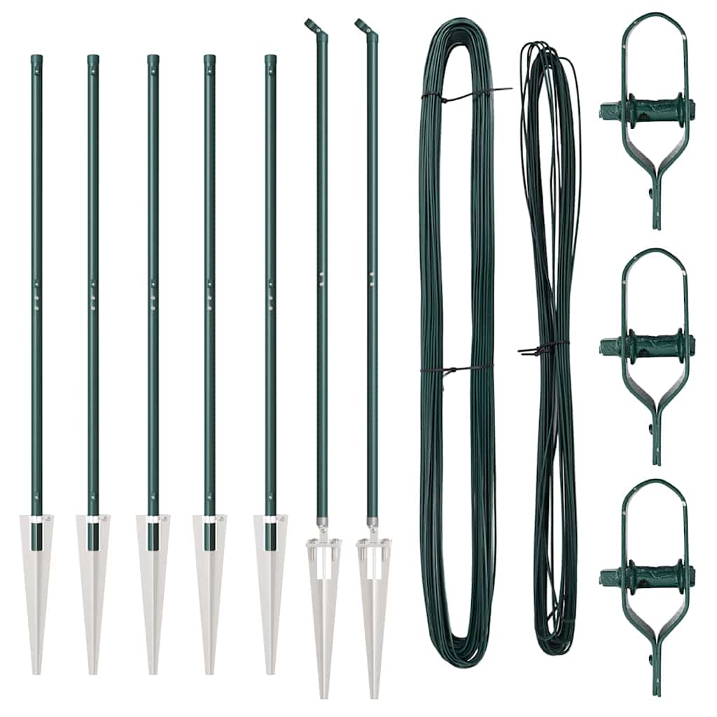Fence Posts Manual 7 pcs Green Ø32mm 180 cm Galvanised steel