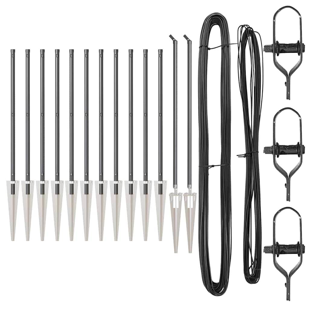 Fence Posts Manual 13 pcs Grey Ø32mm 80 cm Galvanised steel