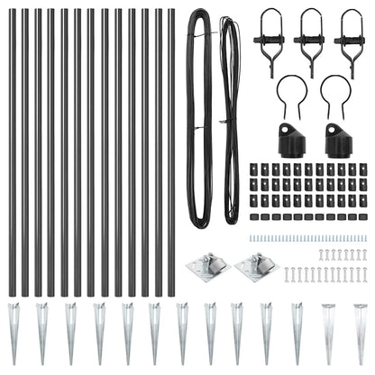 Fence Posts Manual 13 pcs Grey Ø32mm 80 cm Galvanised steel