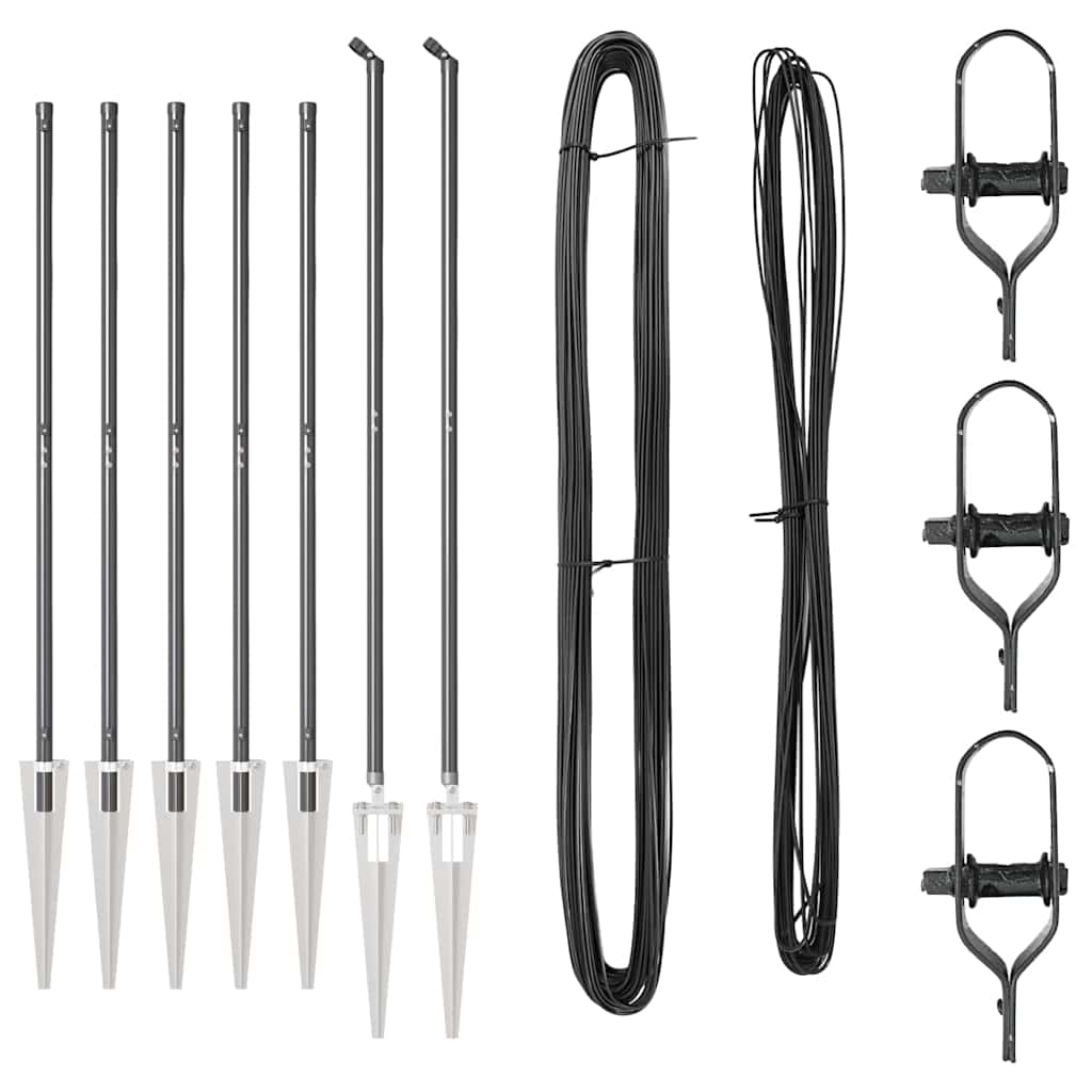 Fence Posts Manual 7 pcs Grey Ø32mm 140 cm Galvanised steel