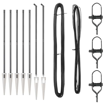 Fence Posts Manual 7 pcs Grey Ø32mm 140 cm Galvanised steel