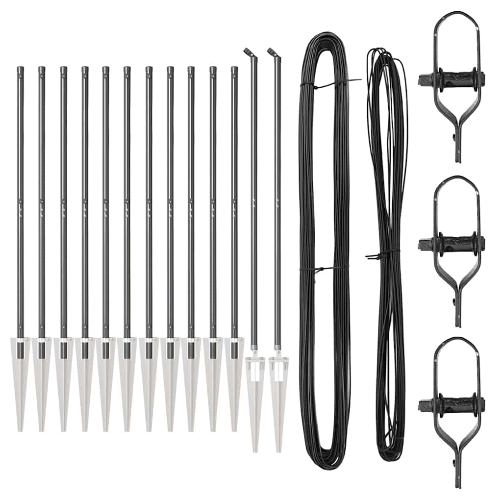 Fence Posts Manual 13 pcs Grey Ø32mm 160 cm Galvanised steel