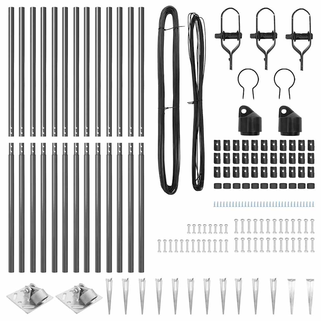 Fence Posts Manual 13 pcs Grey Ø32mm 180 cm Galvanised steel