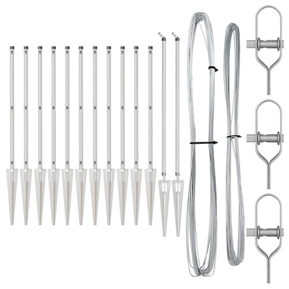 Fence Posts Manual 13 pcs Silver Ø32mm 60 cm Galvanised steel