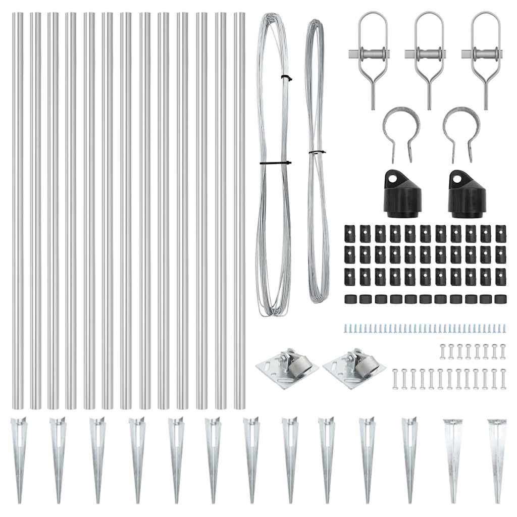 Fence Posts Manual 13 pcs Silver Ø32mm 60 cm Galvanised steel