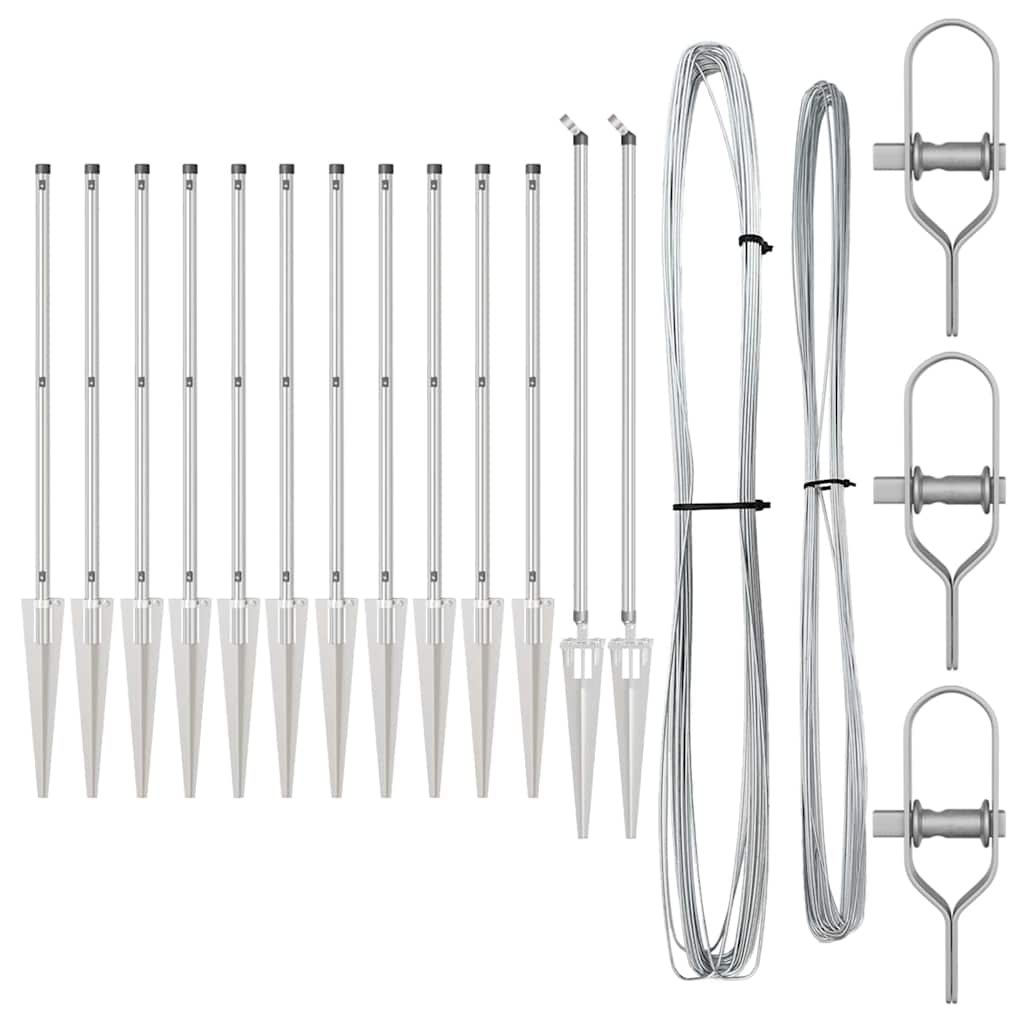 Fence Posts Manual 13 pcs Silver Ø32mm 80 cm Galvanised steel