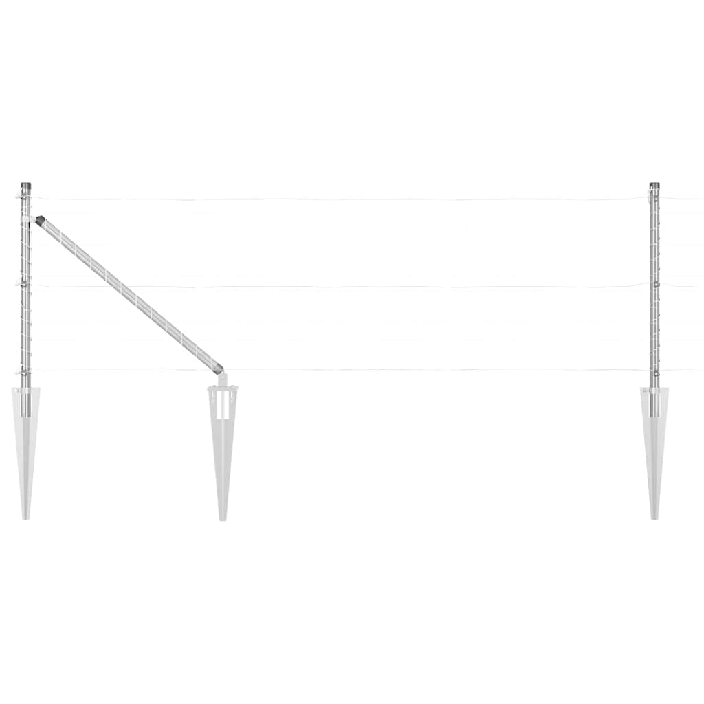 Fence Posts Manual 7 pcs Silver Ø32mm 100 cm Galvanised steel