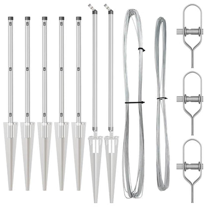 Fence Posts Manual 7 pcs Silver Ø32mm 100 cm Galvanised steel