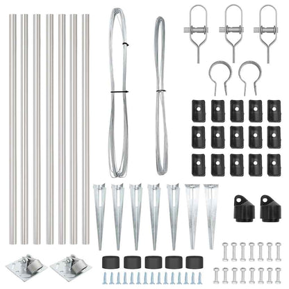 Fence Posts Manual 7 pcs Silver Ø32mm 100 cm Galvanised steel