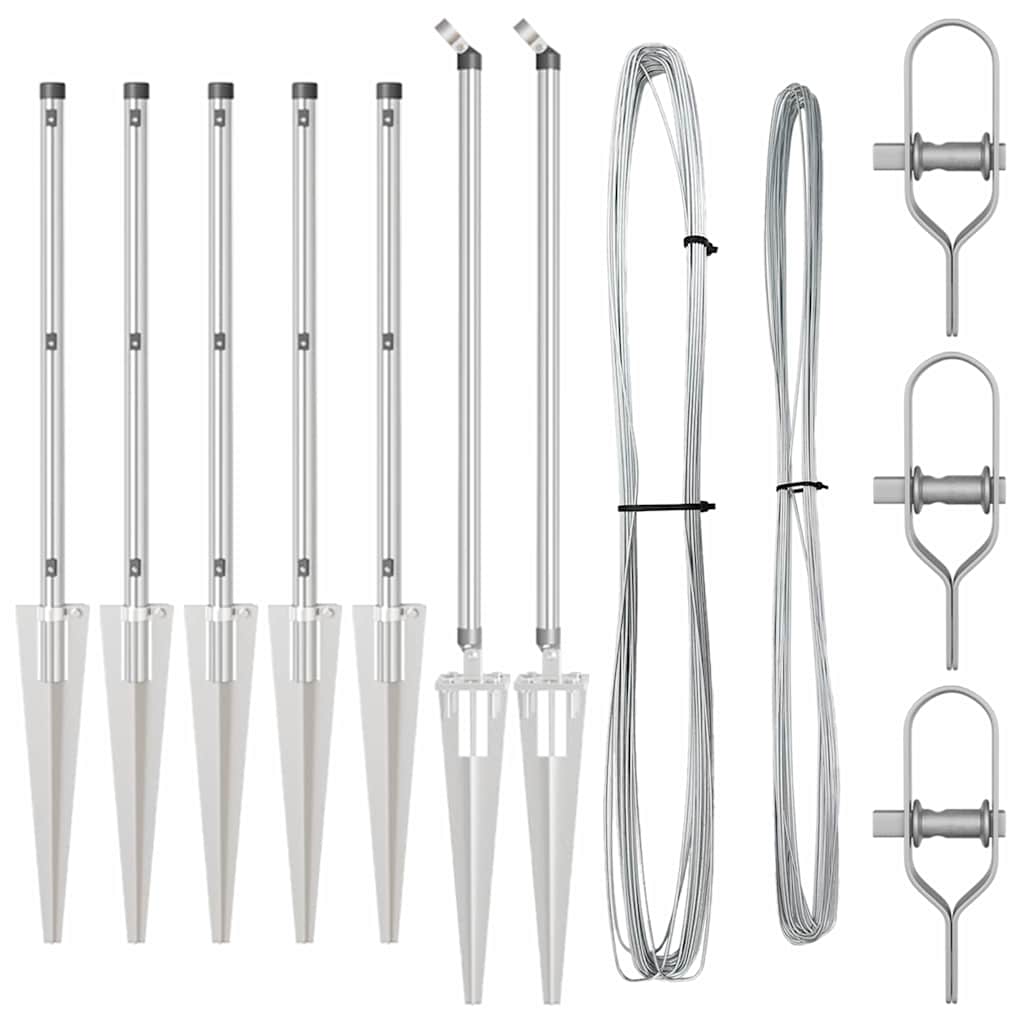 Fence Posts Manual 7 pcs Silver Ø32mm 120 cm Galvanised steel
