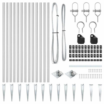 Fence Posts Manual 13 pcs Silver Ø32mm 120 cm Galvanised steel