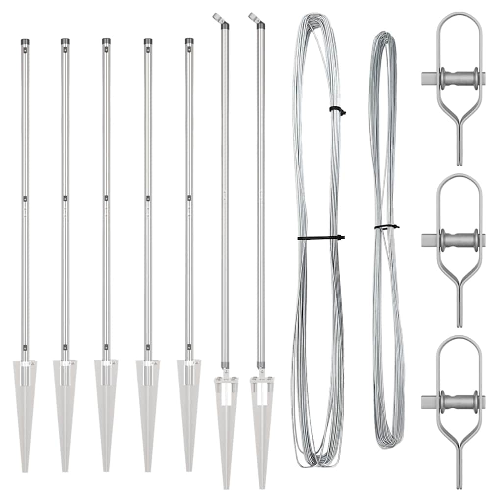 Fence Posts Manual 7 pcs Silver Ø32mm 140 cm Galvanised steel