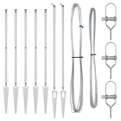 Fence Posts Manual 7 pcs Silver Ø32mm 140 cm Galvanised steel