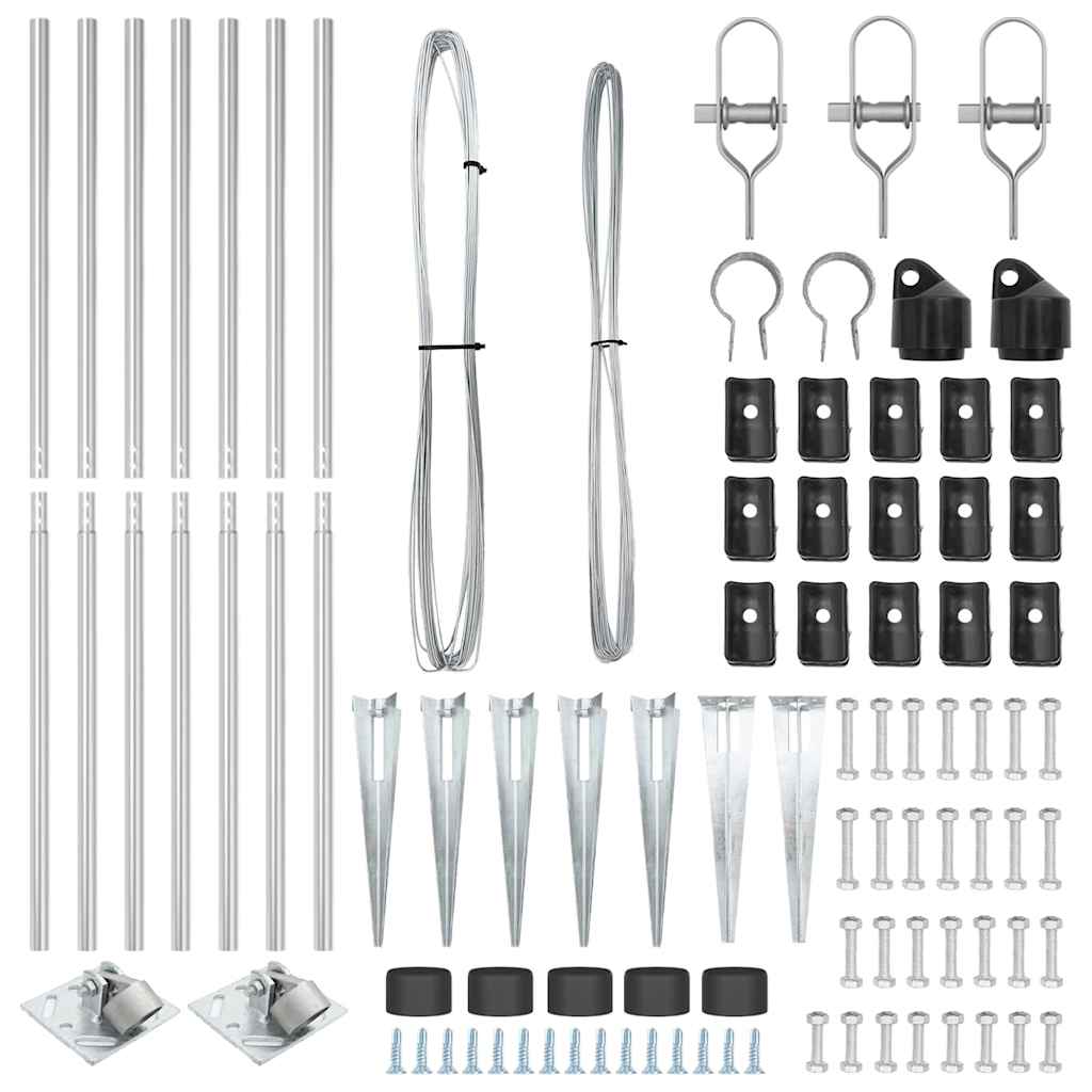 Fence Posts Manual 7 pcs Silver Ø32mm 140 cm Galvanised steel