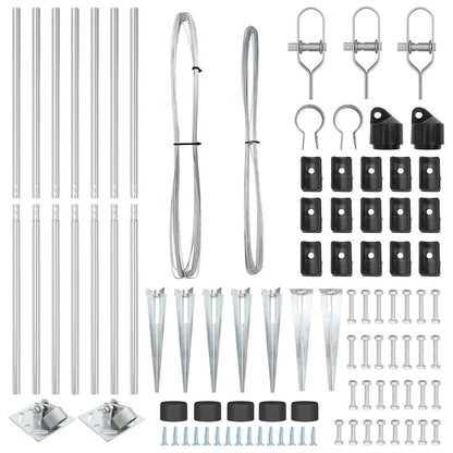 Fence Posts Manual 7 pcs Silver Ø32mm 140 cm Galvanised steel