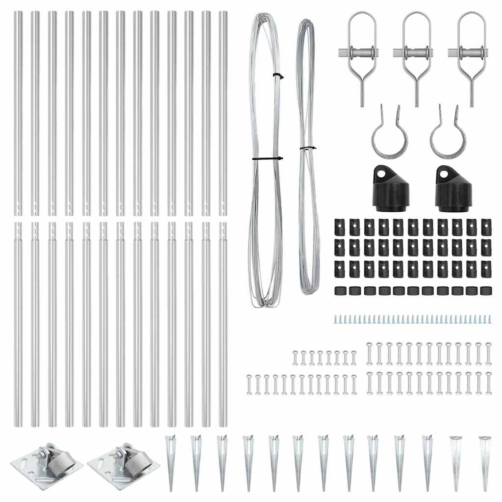 Fence Posts Manual 13 pcs Silver Ø32mm 140 cm Galvanised steel