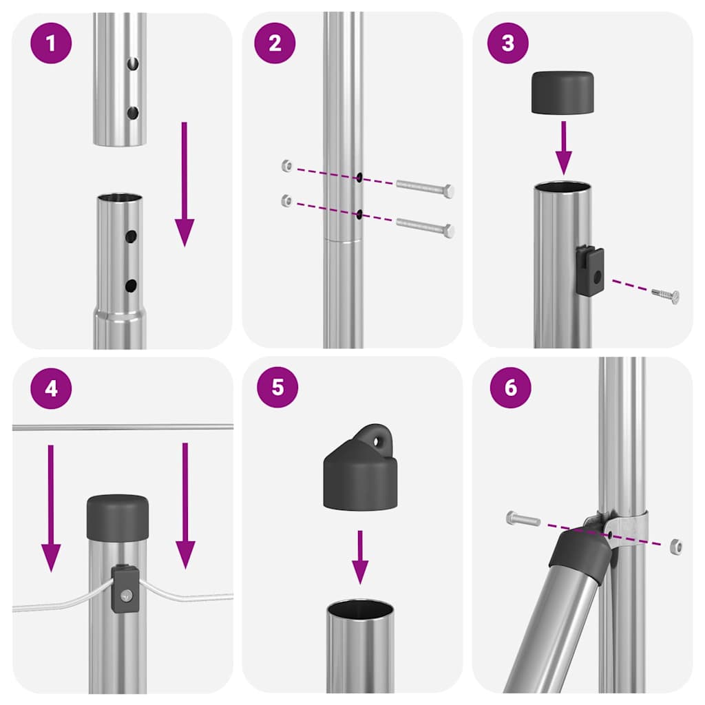 Fence Posts Manual 13 pcs Silver Ø32mm 140 cm Galvanised steel