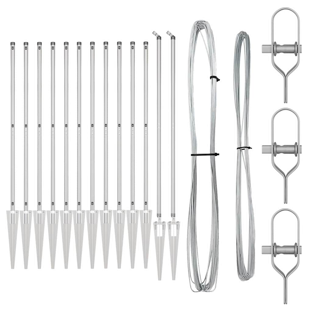 Fence Posts Manual 13 pcs Silver Ø32mm 170 cm Galvanised steel