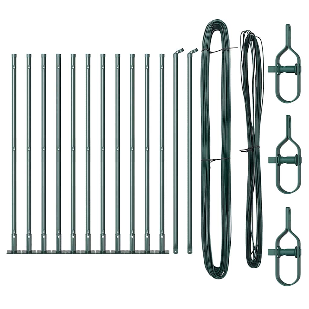 Fence Posts Manual 13 pcs Green Ø32mm 50 cm Galvanised steel