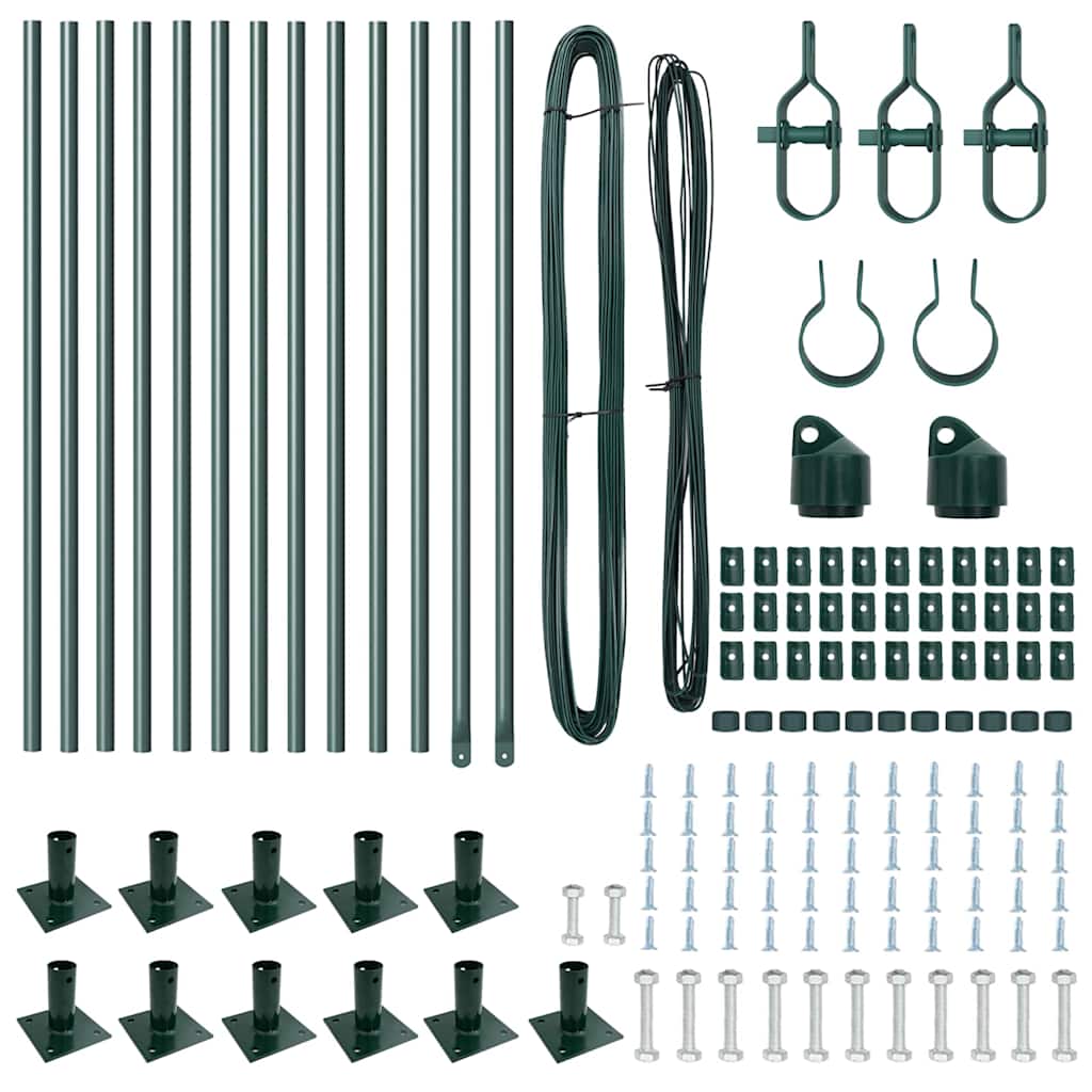 Fence Posts Manual 13 pcs Green Ø32mm 70 cm Galvanised steel
