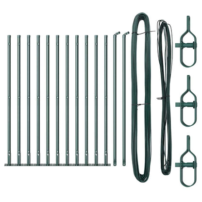 Fence Posts Manual 13 pcs Green Ø32mm 90 cm Galvanised steel