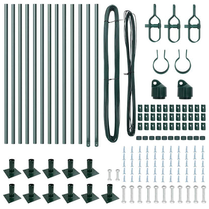 Fence Posts Manual 13 pcs Green Ø32mm 90 cm Galvanised steel