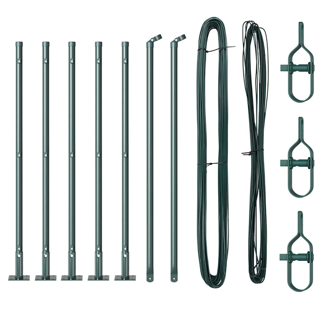Fence Posts Manual 7 pcs Green Ø32mm 110 cm Galvanised steel