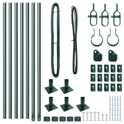 Fence Posts Manual 7 pcs Green Ø32mm 110 cm Galvanised steel