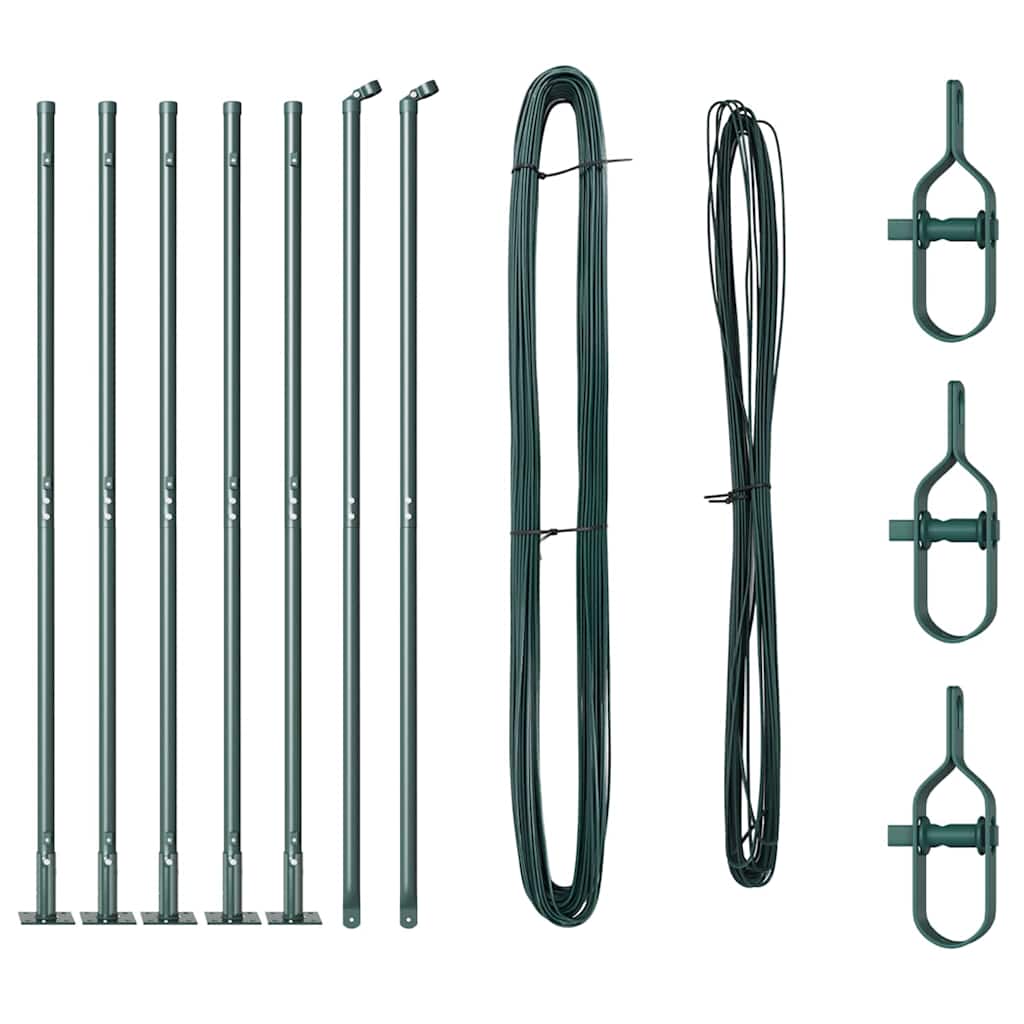 Fence Posts Manual 7 pcs Green Ø32mm 160 cm Galvanised steel