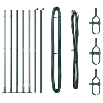 Fence Posts Manual 7 pcs Green Ø32mm 160 cm Galvanised steel